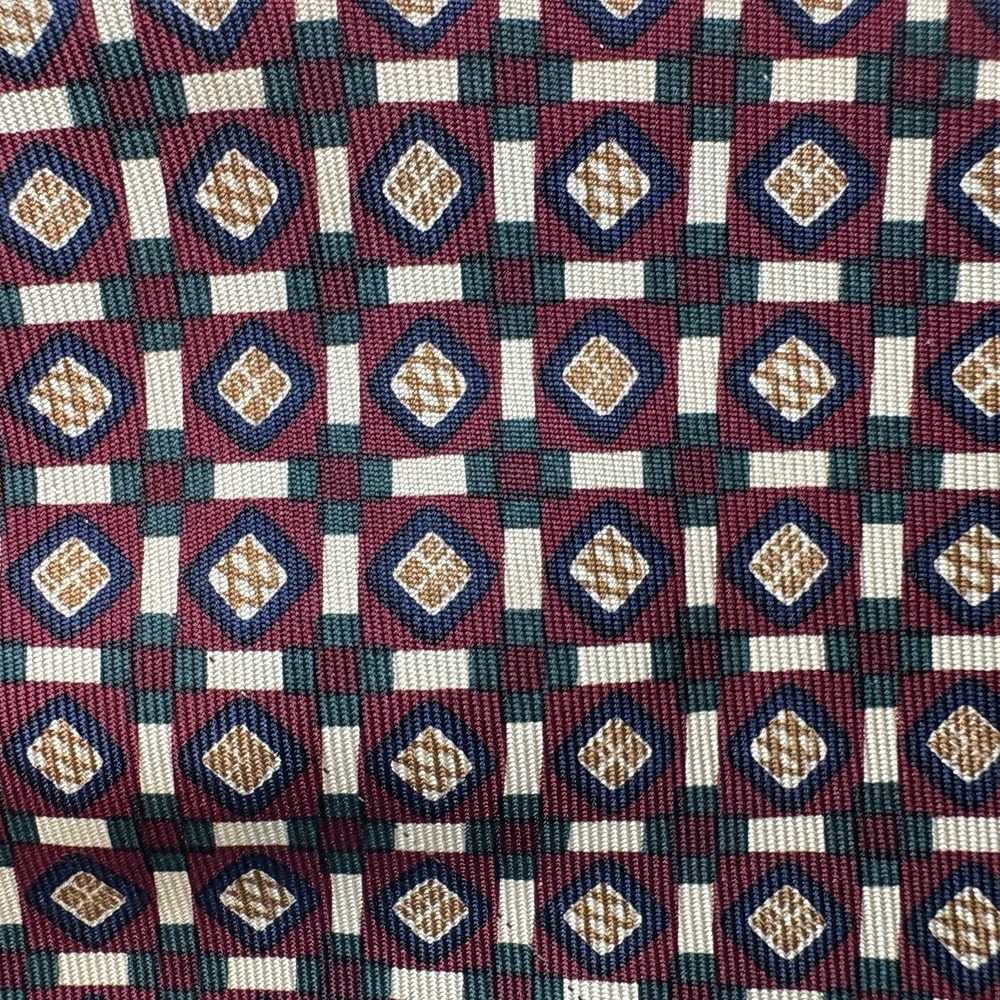 BROOKS BROTHERS Mens Maroon Medallion Print Silk Tie Preppy Ivy-League‎ Banker